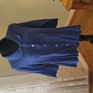 Passementrie 100% cotton solid blue blouse